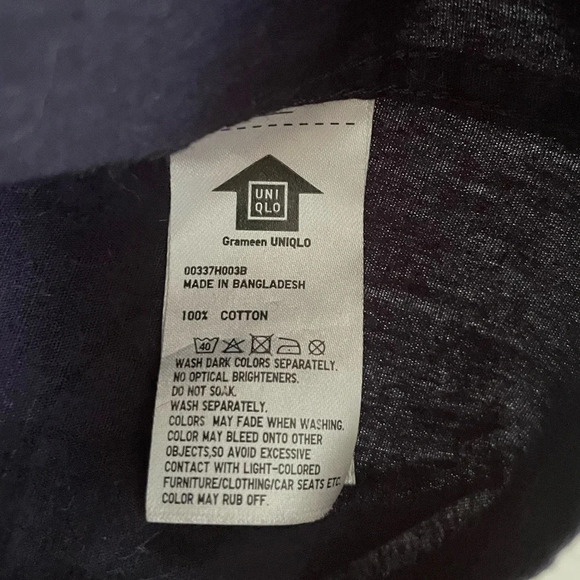 Uniqlo Navy Blue Patterned Button-Down Shirt - Large - Picture 5 of 7